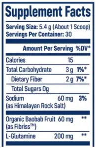 Native Fiber Baobab Powder supplemnt facts